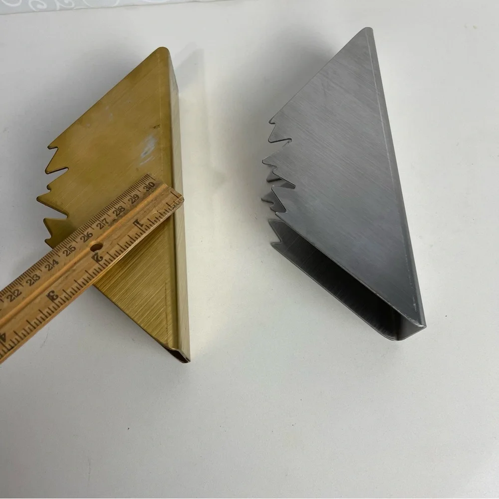 Lot of 2 Napkin triangle holder gold & silver tabletop stainless steel